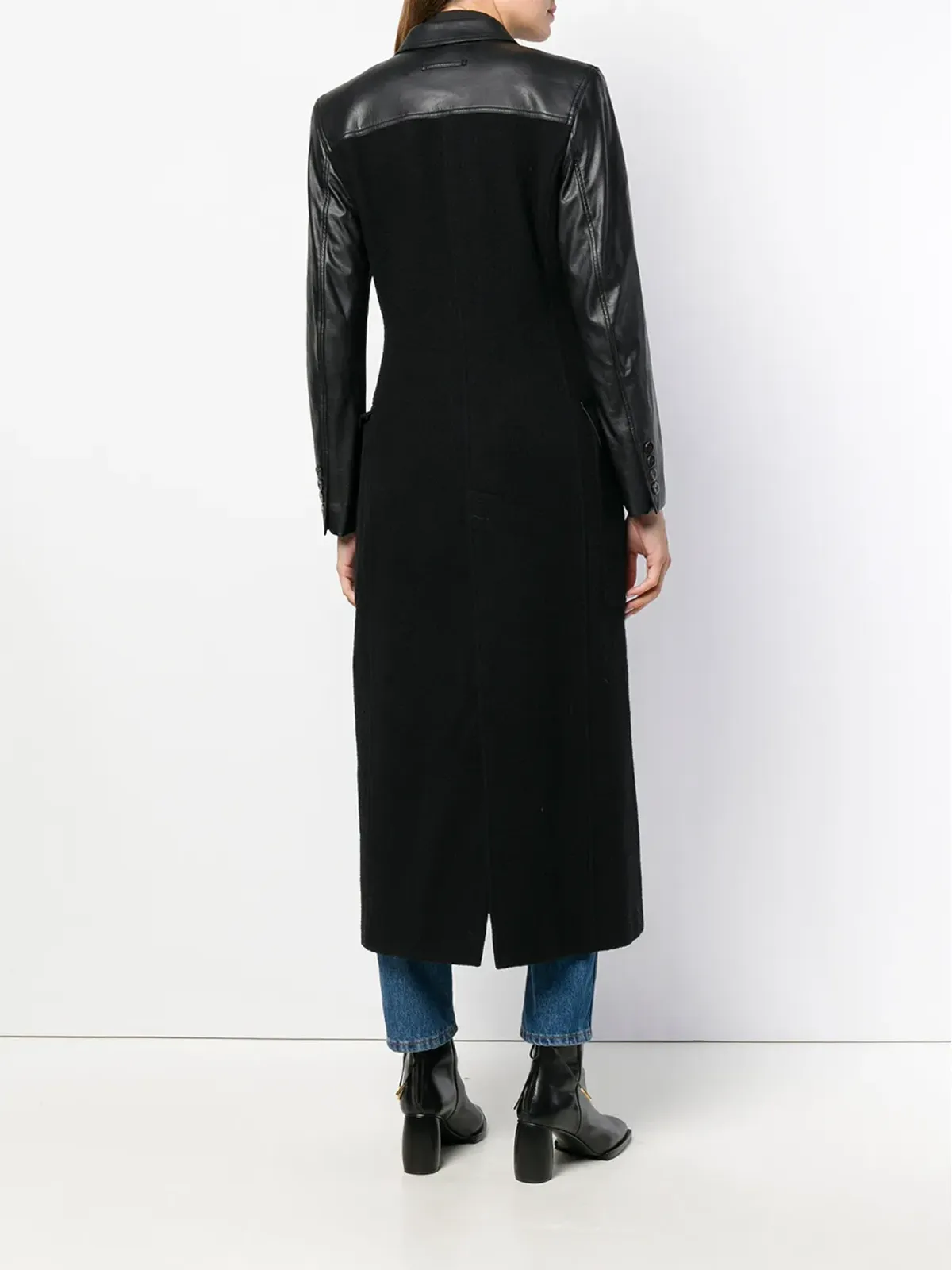 Jean Paul Gaultier Pre-Owned フェイクレザー ロングコート ブラック - 画像4