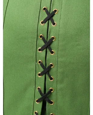 Jean Paul Gaultier Pre-Owned グリーンのレースアップディテール ペンシルスカート - サムネイル5