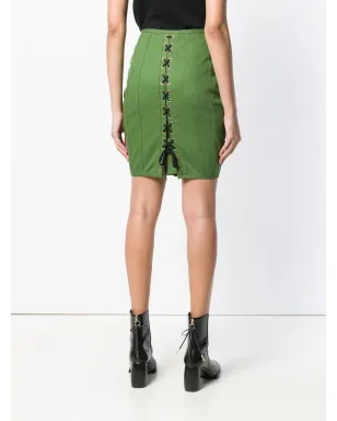 Jean Paul Gaultier Pre-Owned グリーンのレースアップディテール ペンシルスカート - サムネイル4