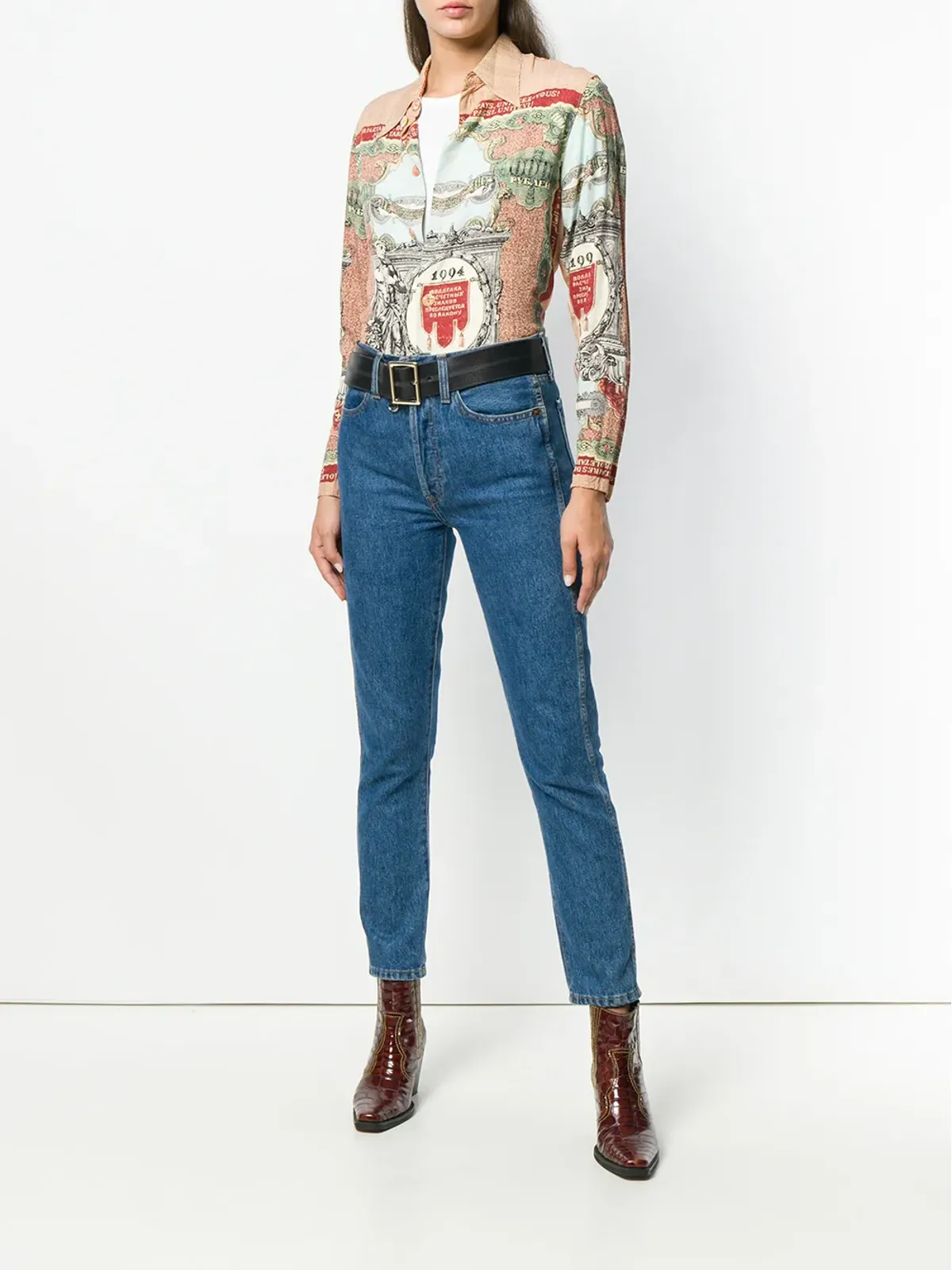 Jean Paul Gaultier Pre-Owned プリント長袖シャツ（ブラウン） - 画像2