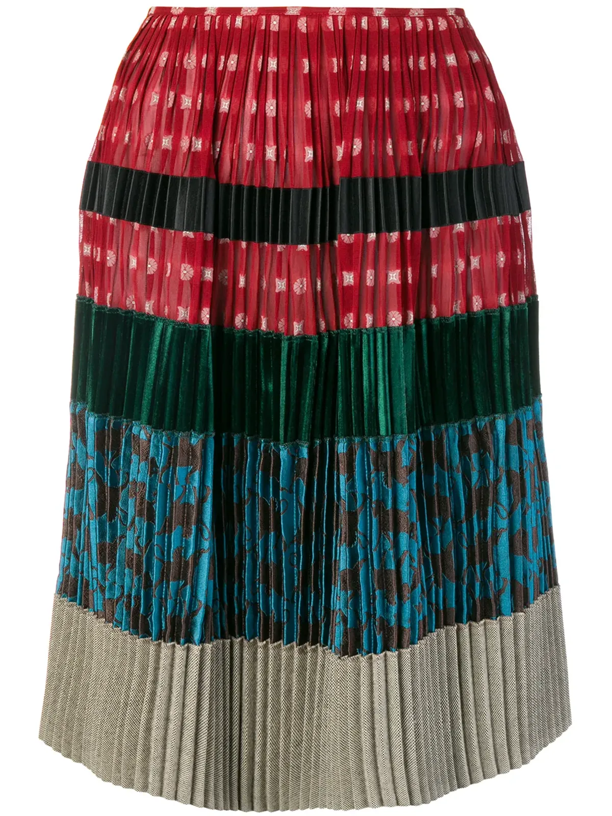 Jean Paul Gaultier Pre-Owned プリーツ入りパッチワークスカート - 画像1