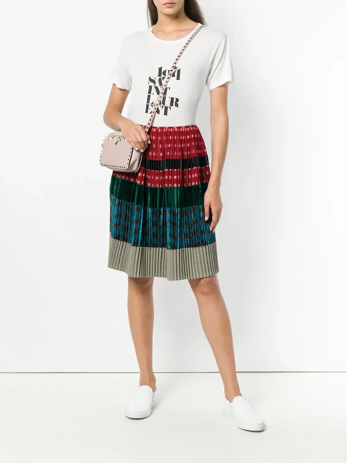 Jean Paul Gaultier Pre-Owned プリーツ入りパッチワークスカート - 画像2