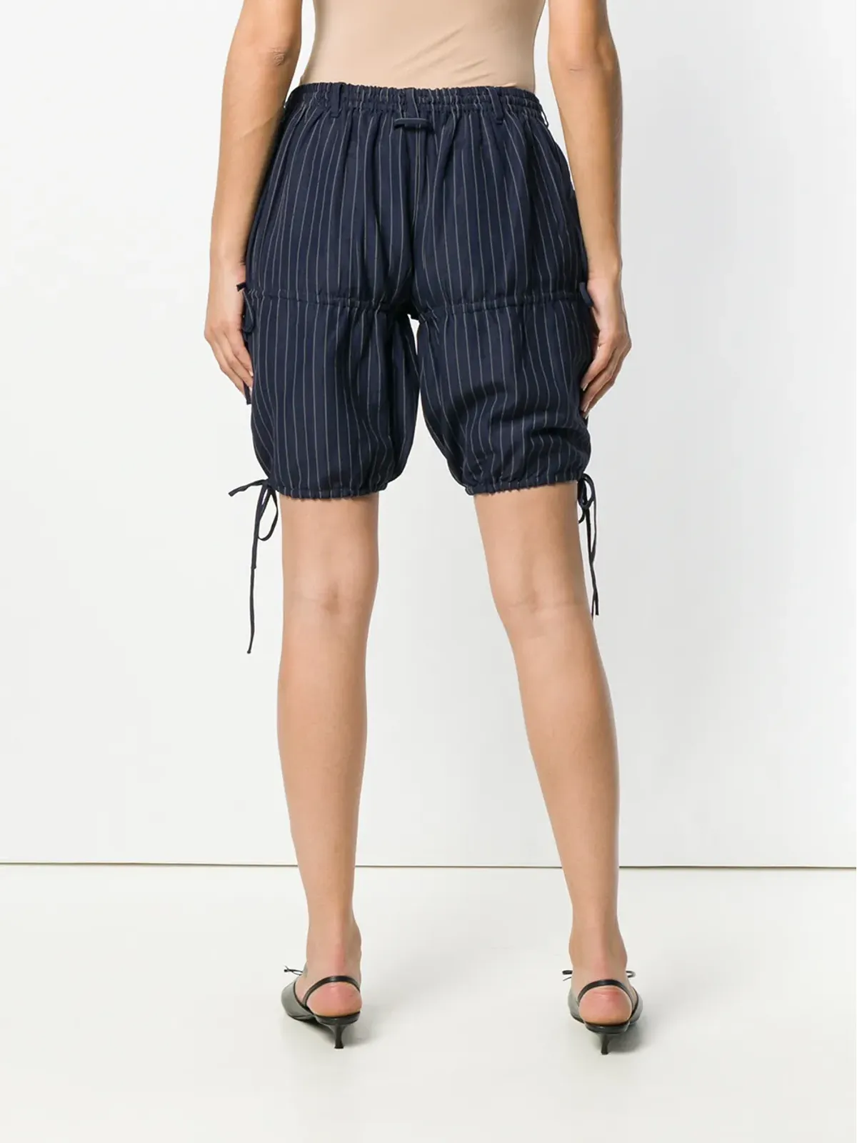 Jean Paul Gaultier Pre-Owned ピンストライプ ギャザーショーツ（ブルー） - 画像4