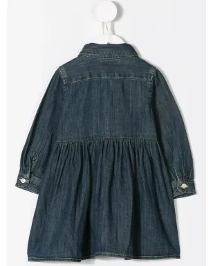 POLO RALPH LAUREN KIDS denim shirt dress and bloomers set - Blue - サムネイル2