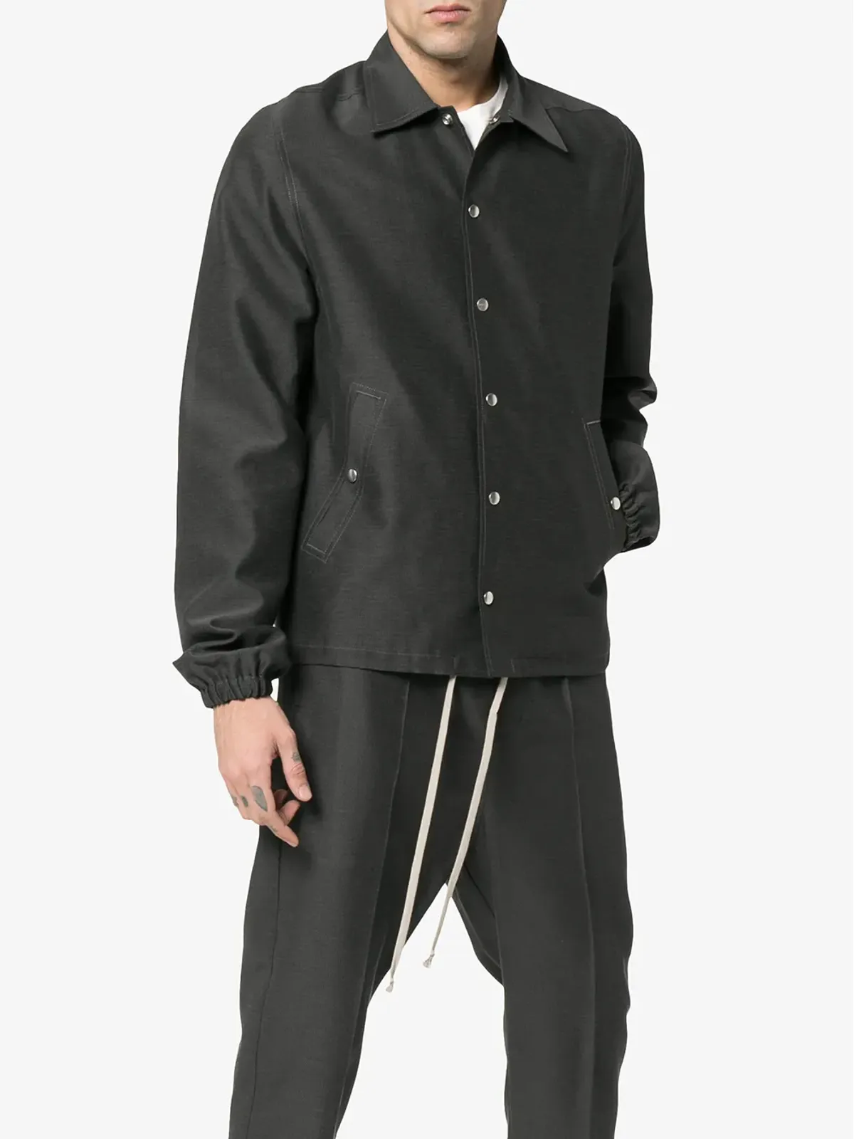 Rick Owens ボタン留め付き シルクコットン混紡ジャケット - 画像3