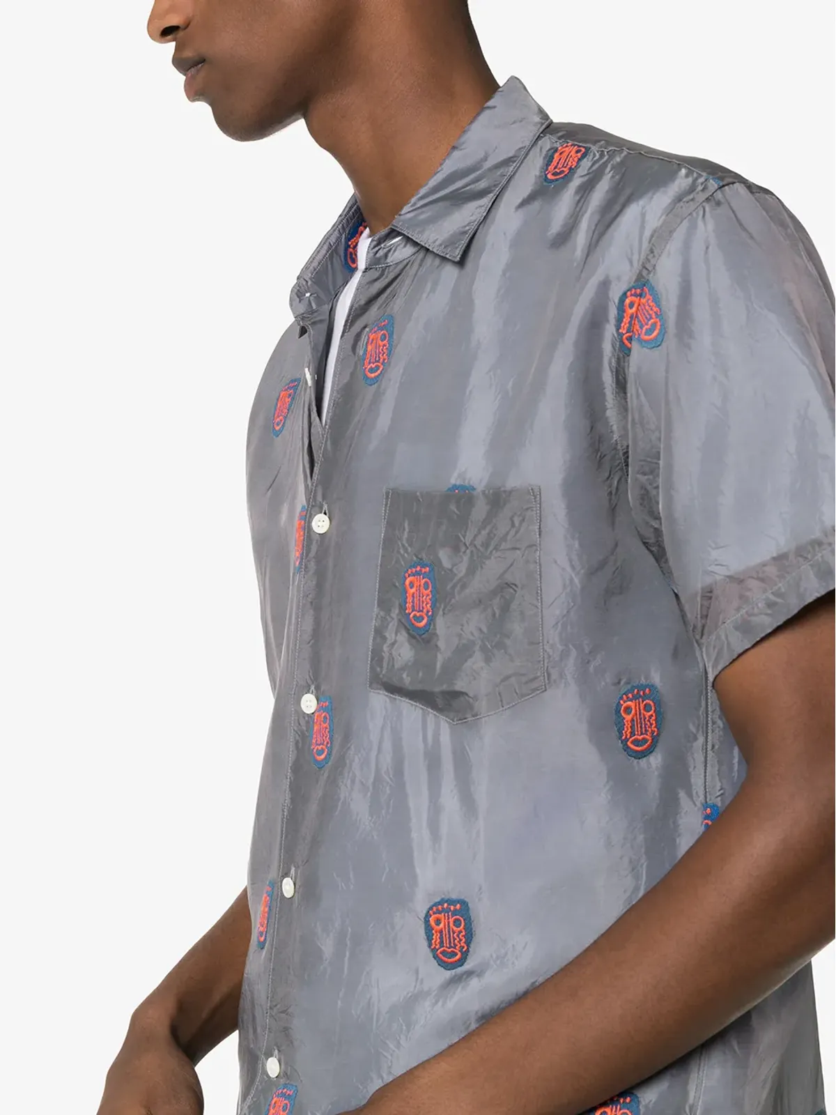 Comme Des Garçons Shirt マスク刺繍の半袖シャツ - 画像5