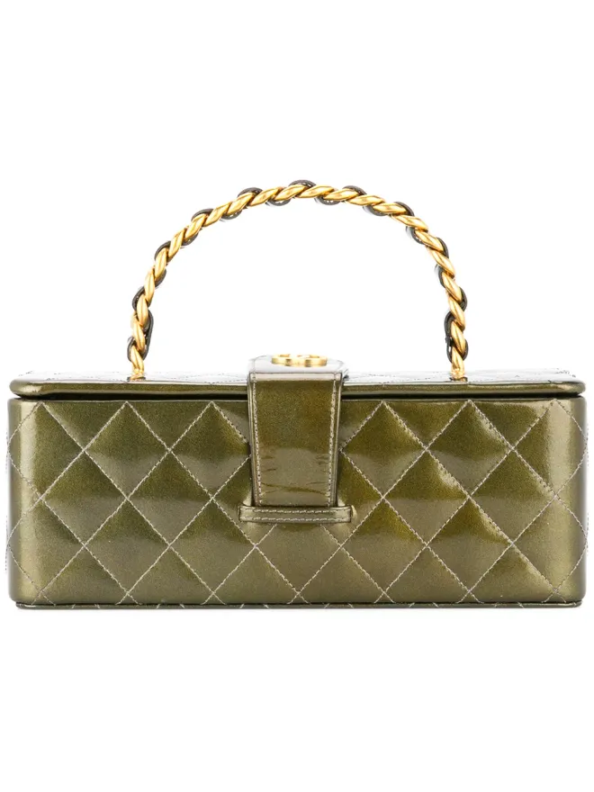CHANEL Pre-Owned CHANEL ヴィンテージ 1994-1996 キルティング CC ヴァニティ ハンドバッグ グリーンの商品画像