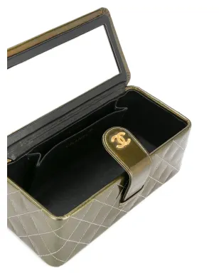 CHANEL ヴィンテージ 1994-1996 キルティング CC ヴァニティ ハンドバッグ グリーン - サムネイル5