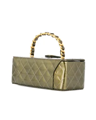 CHANEL ヴィンテージ 1994-1996 キルティング CC ヴァニティ ハンドバッグ グリーン - サムネイル3