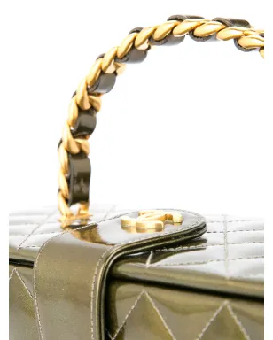 CHANEL ヴィンテージ 1994-1996 キルティング CC ヴァニティ ハンドバッグ グリーン - サムネイル4