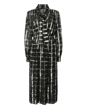 Alberta Ferretti チェック柄ボウタイ付きミディドレス - サムネイル1