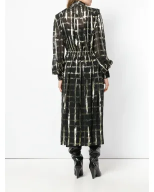 Alberta Ferretti チェック柄ボウタイ付きミディドレス - サムネイル4