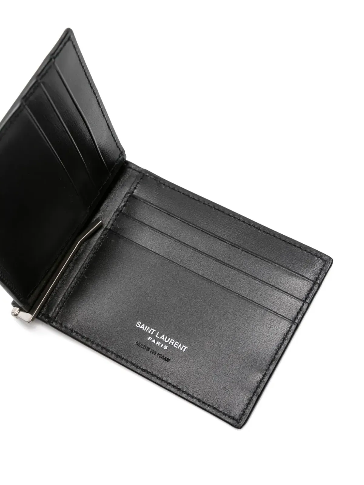Saint Laurent Cassandre 二つ折りレザー財布 - ブラック - 画像3