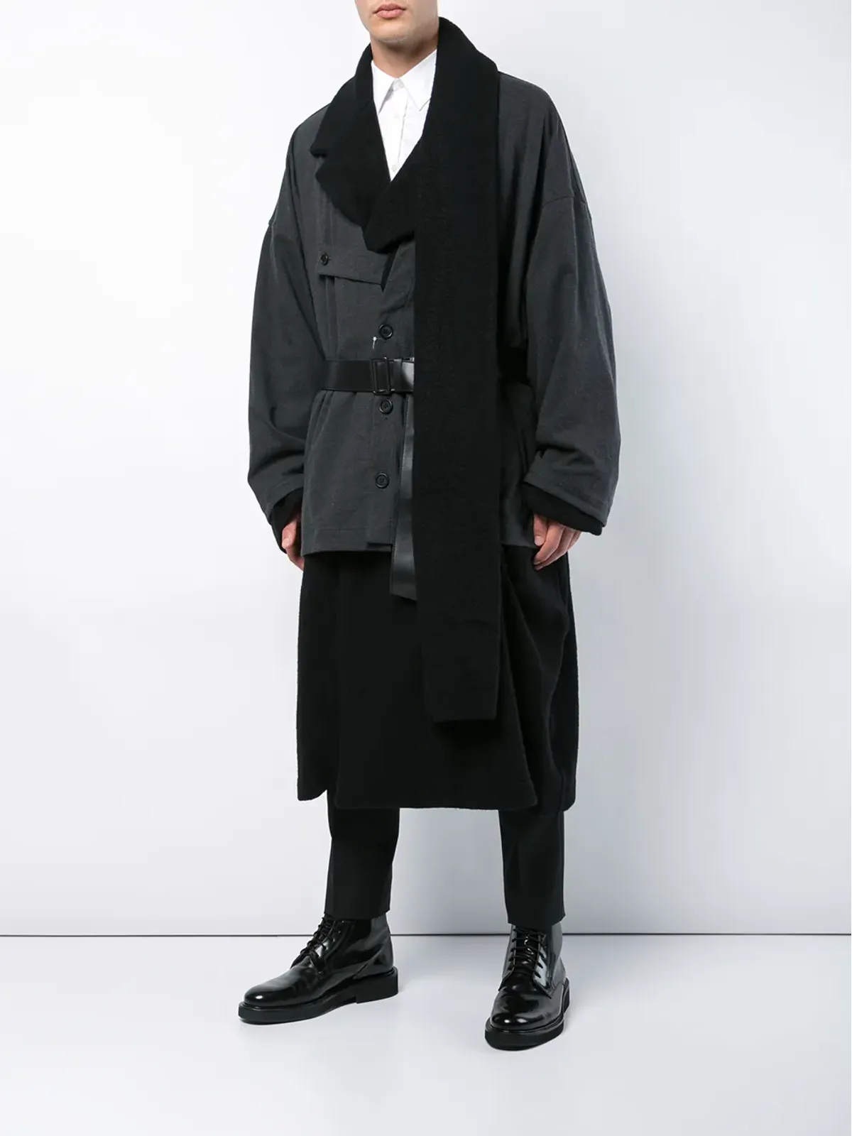 Yohji Yamamoto レイヤードツートーンコート - 画像2