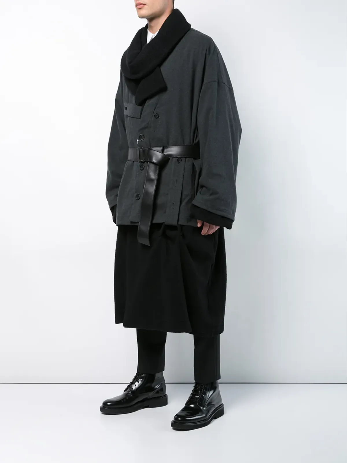 Yohji Yamamoto レイヤードツートーンコート - 画像3