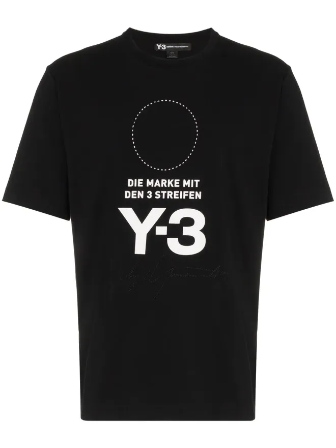 Y-3 Y-3 ブラック ロゴとサークルプリント コットン Tシャツの商品画像