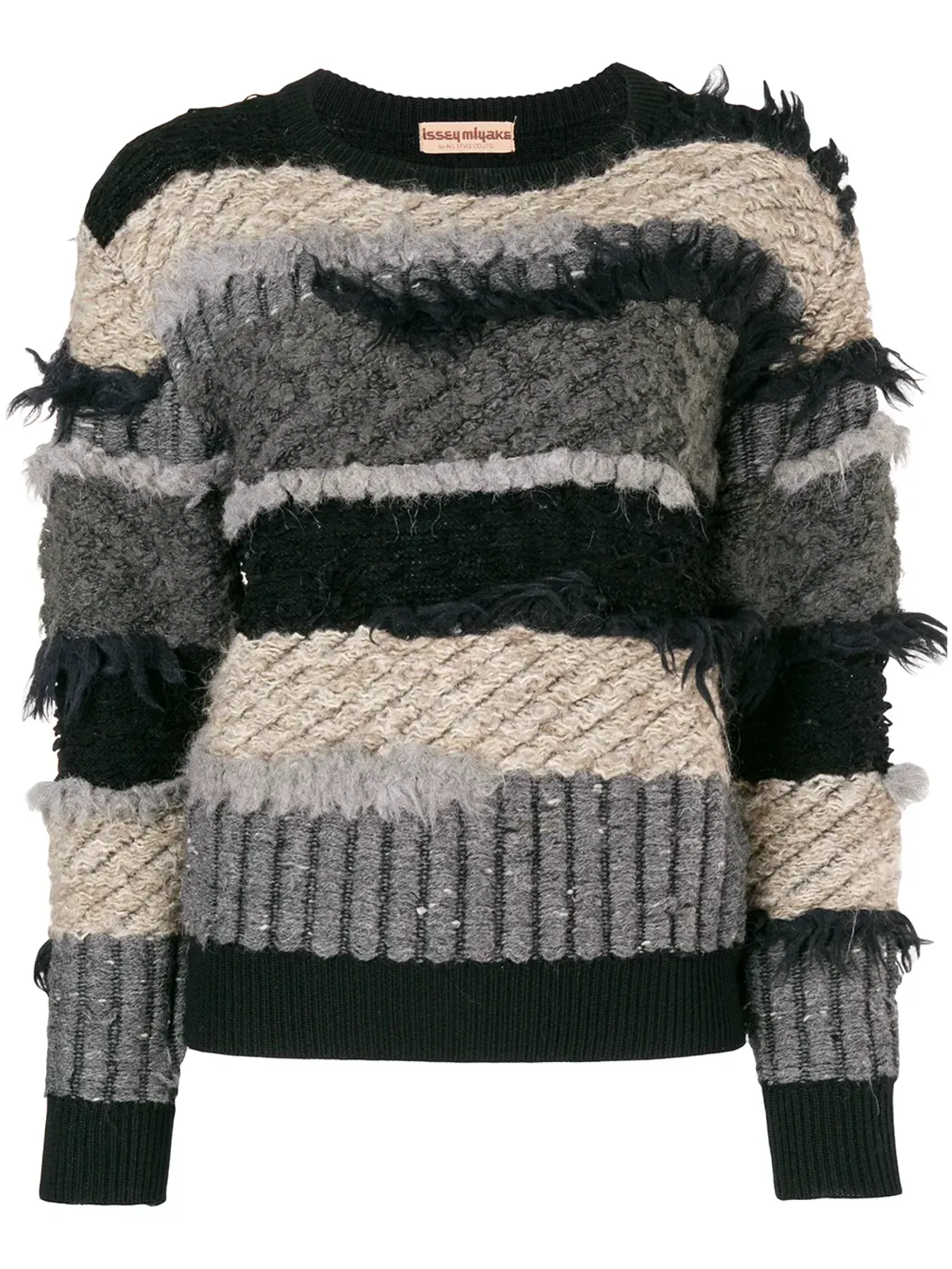 Issey Miyake Pre-Owned 80年代フリンジ付きストライプジャンパー - ブラック - 画像1