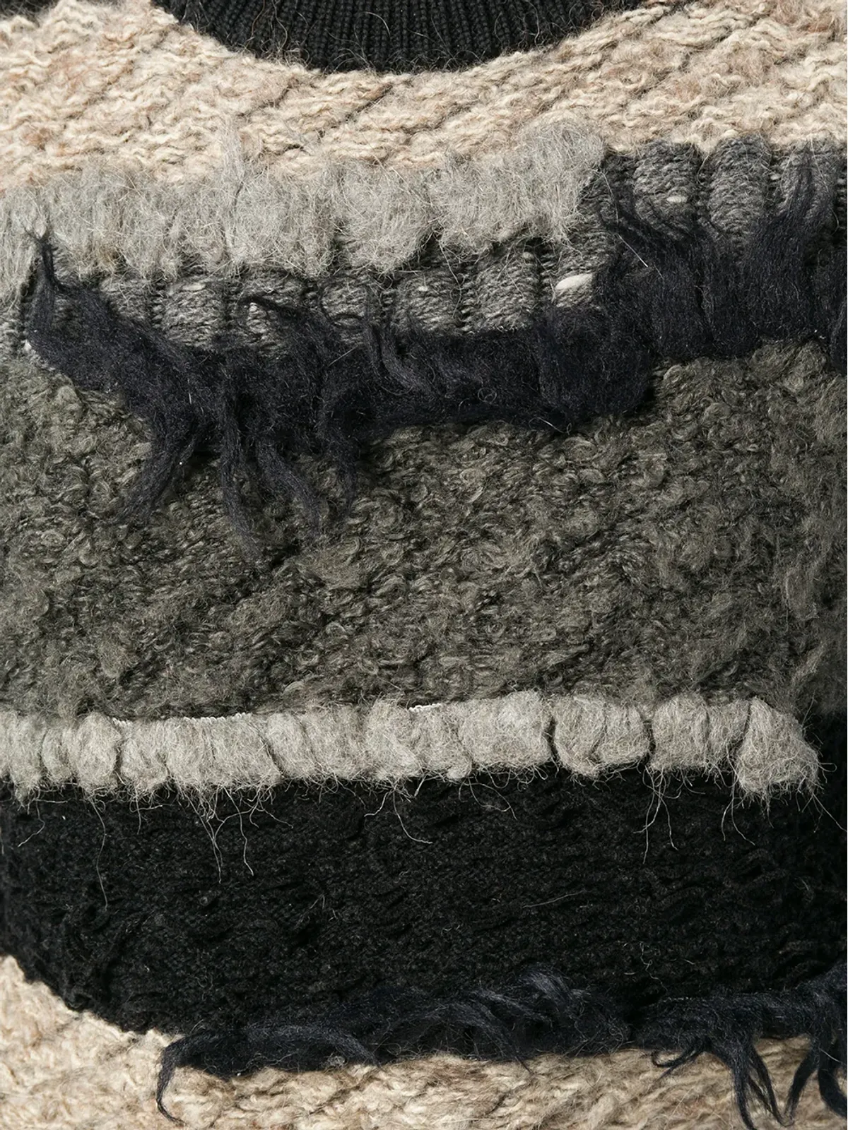 Issey Miyake Pre-Owned 80年代フリンジ付きストライプジャンパー - ブラック - 画像5