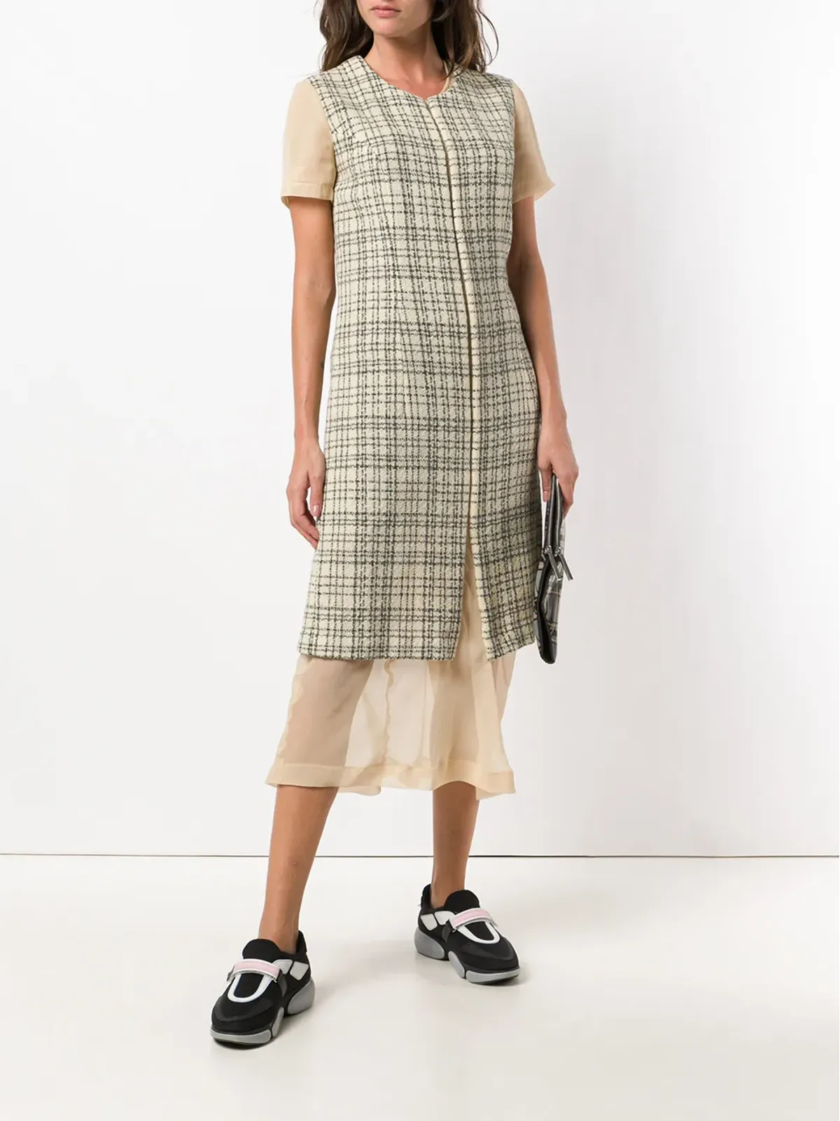 Comme Des Garçons Pre-Owned 1997年 デコンストラクド チェック柄ドレス - ニュートラル - 画像2