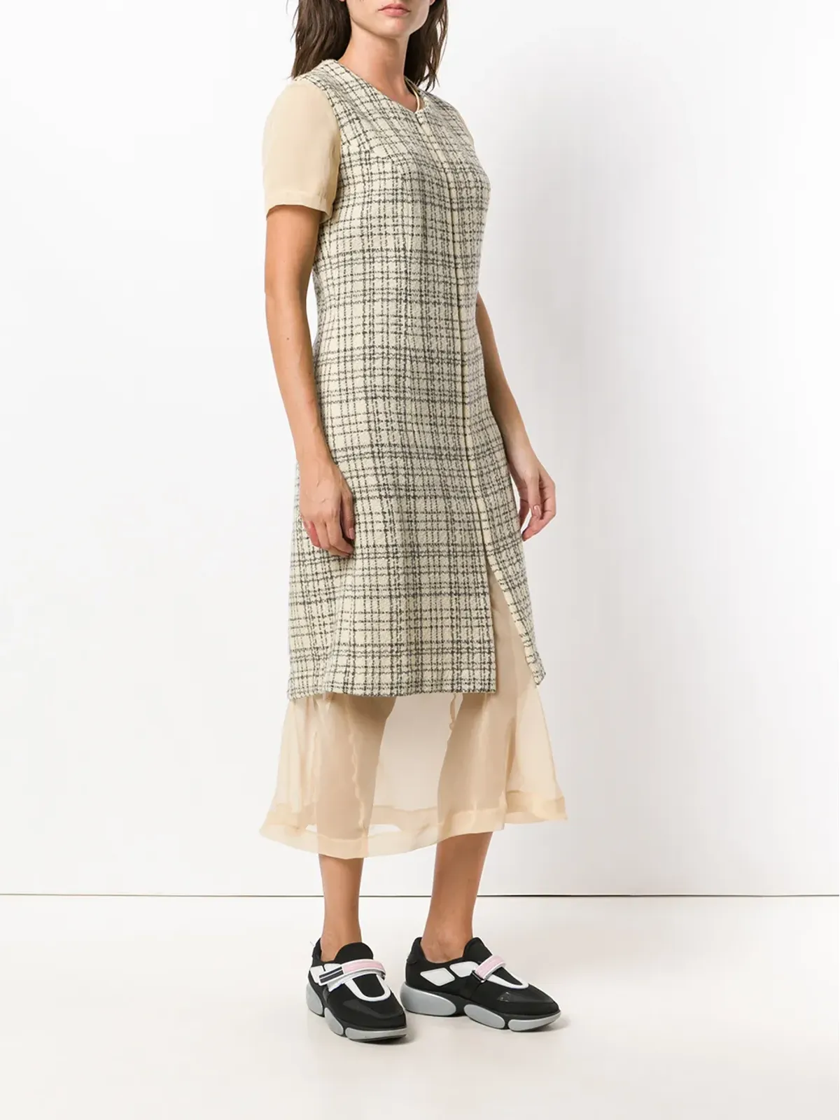 Comme Des Garçons Pre-Owned 1997年 デコンストラクド チェック柄ドレス - ニュートラル - 画像3