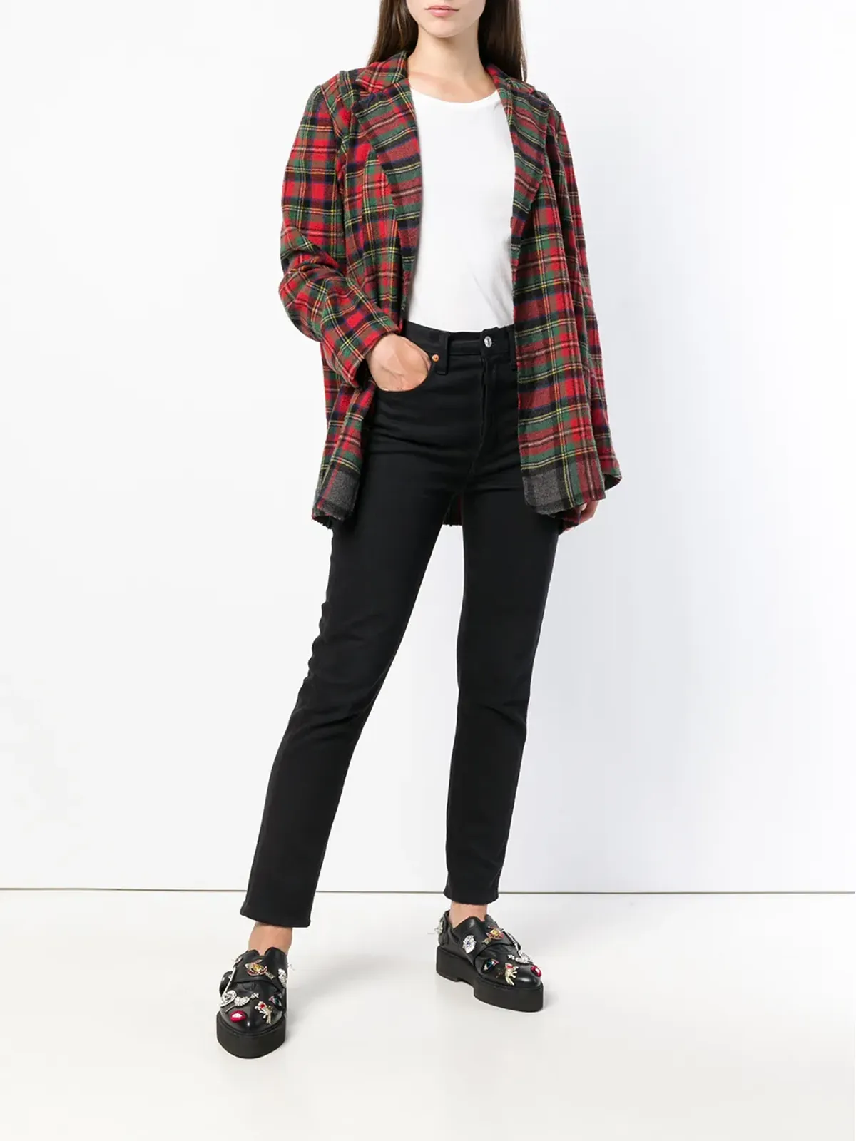 Comme Des Garçons Pre-Owned tartan check loose jacket - Red - 画像2