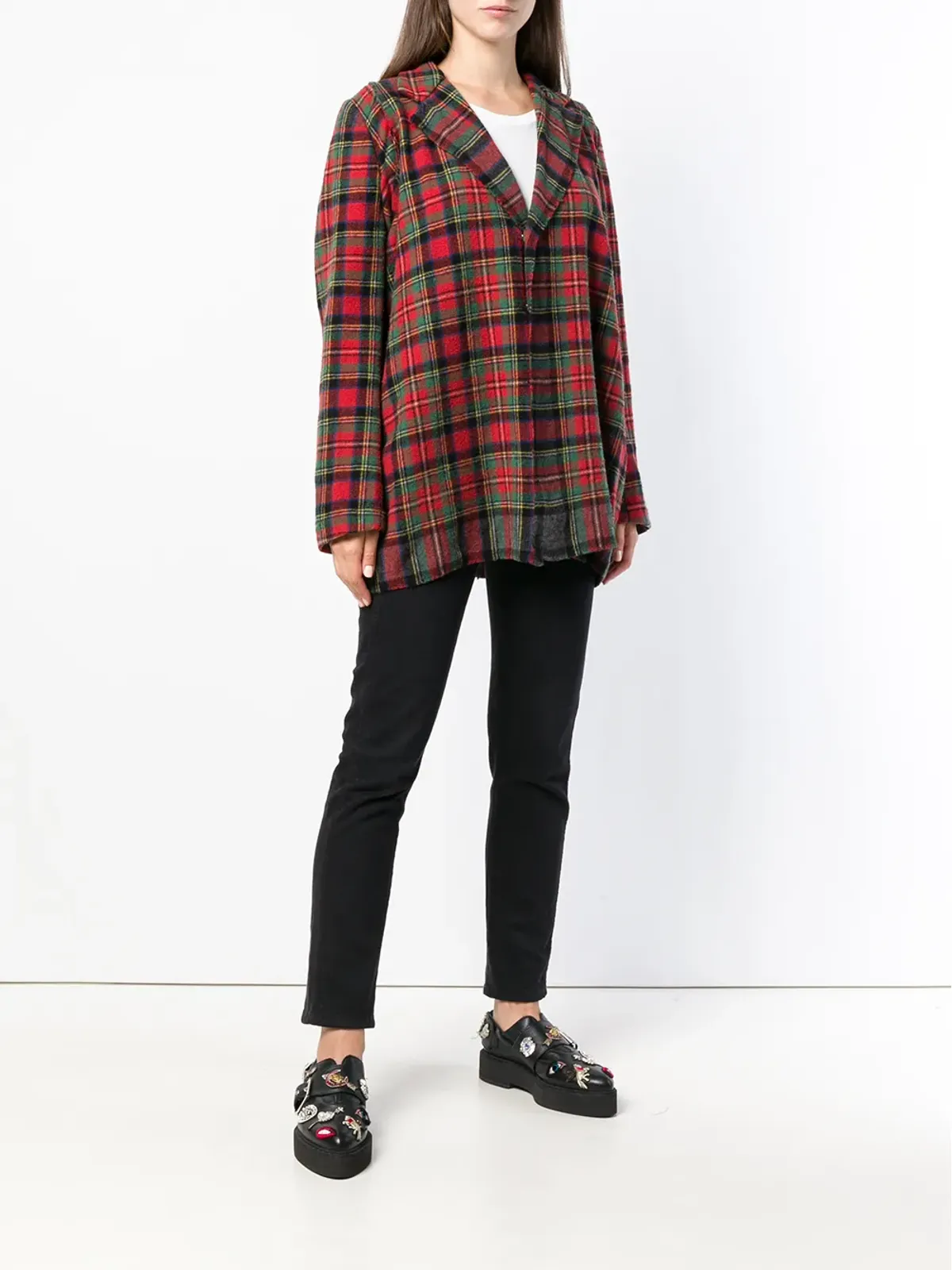 Comme Des Garçons Pre-Owned tartan check loose jacket - Red - 画像3