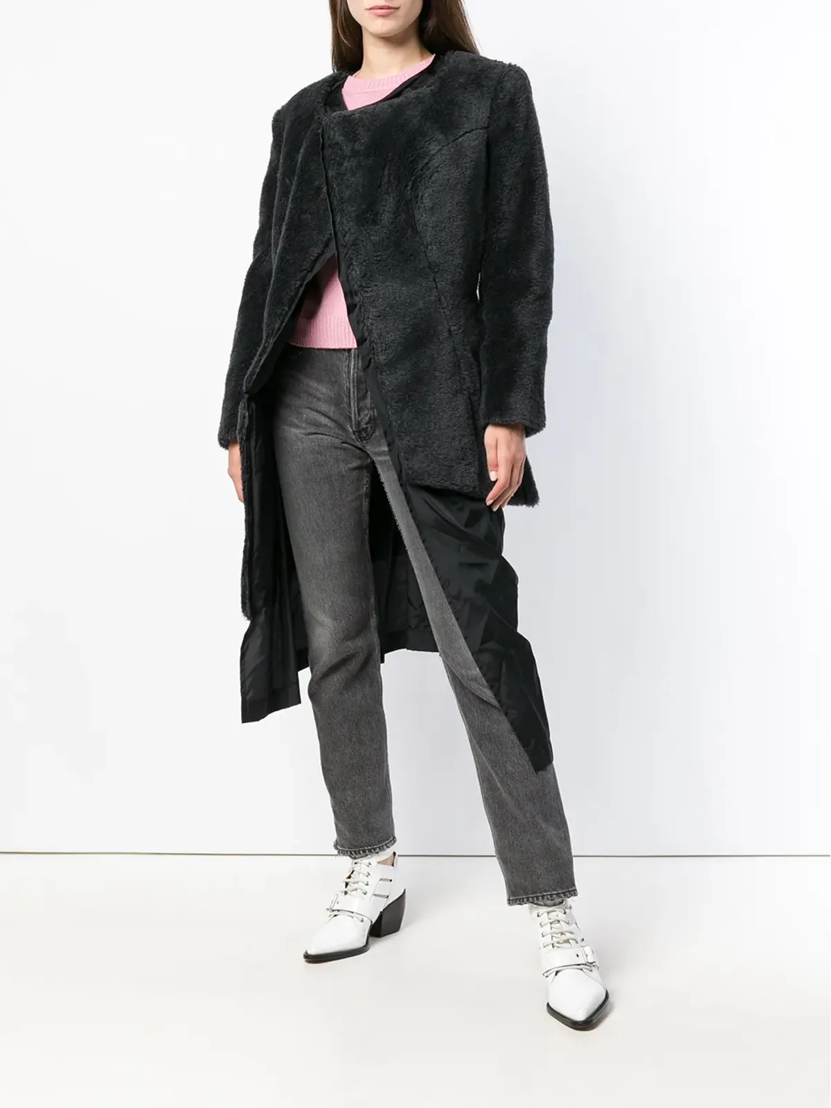 Comme Des Garçons Pre-Owned 1997年製 フェイクファーコート（グレー） - 画像2