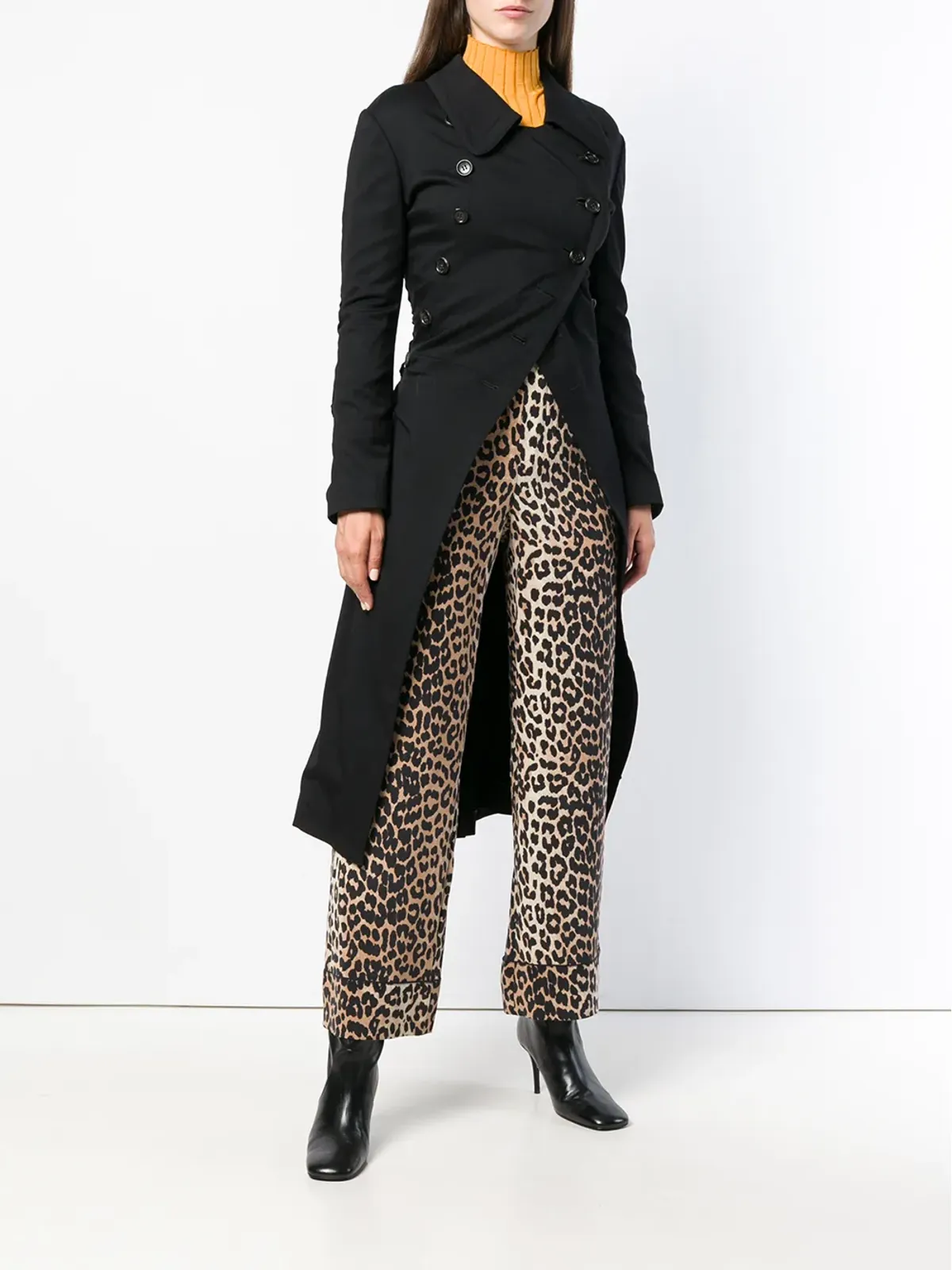 Comme Des Garçons Pre-Owned ダブルブレスト アシンメトリコート - ブラック - 画像3