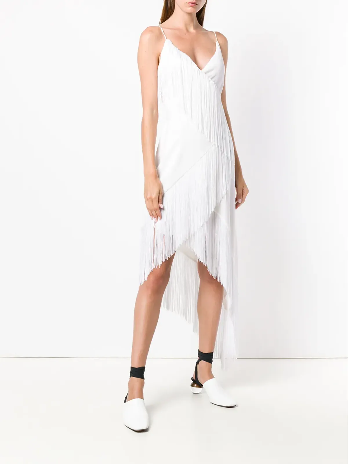 Givenchy アシンメトリックフリンジ付きドレス - White - 画像3