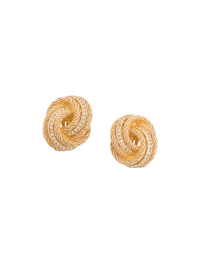 Christian Dior Pre-Owned Christian Dior Pre-Owned 1970s knot clip-on earrings - Metallicの商品画像