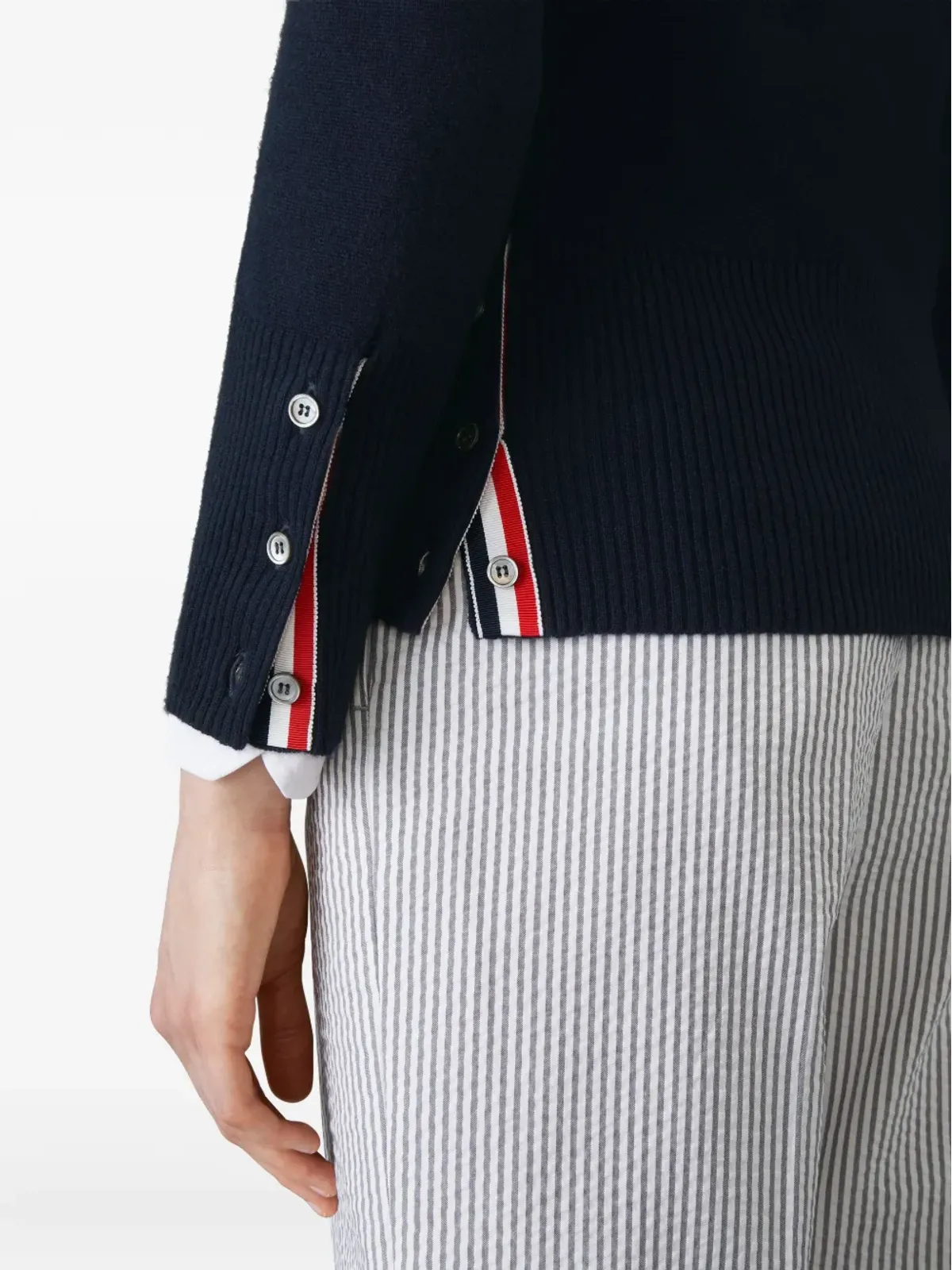 Thom Browne 4本バーのストライプ カシミヤ カーディガン - ブルー - 画像5
