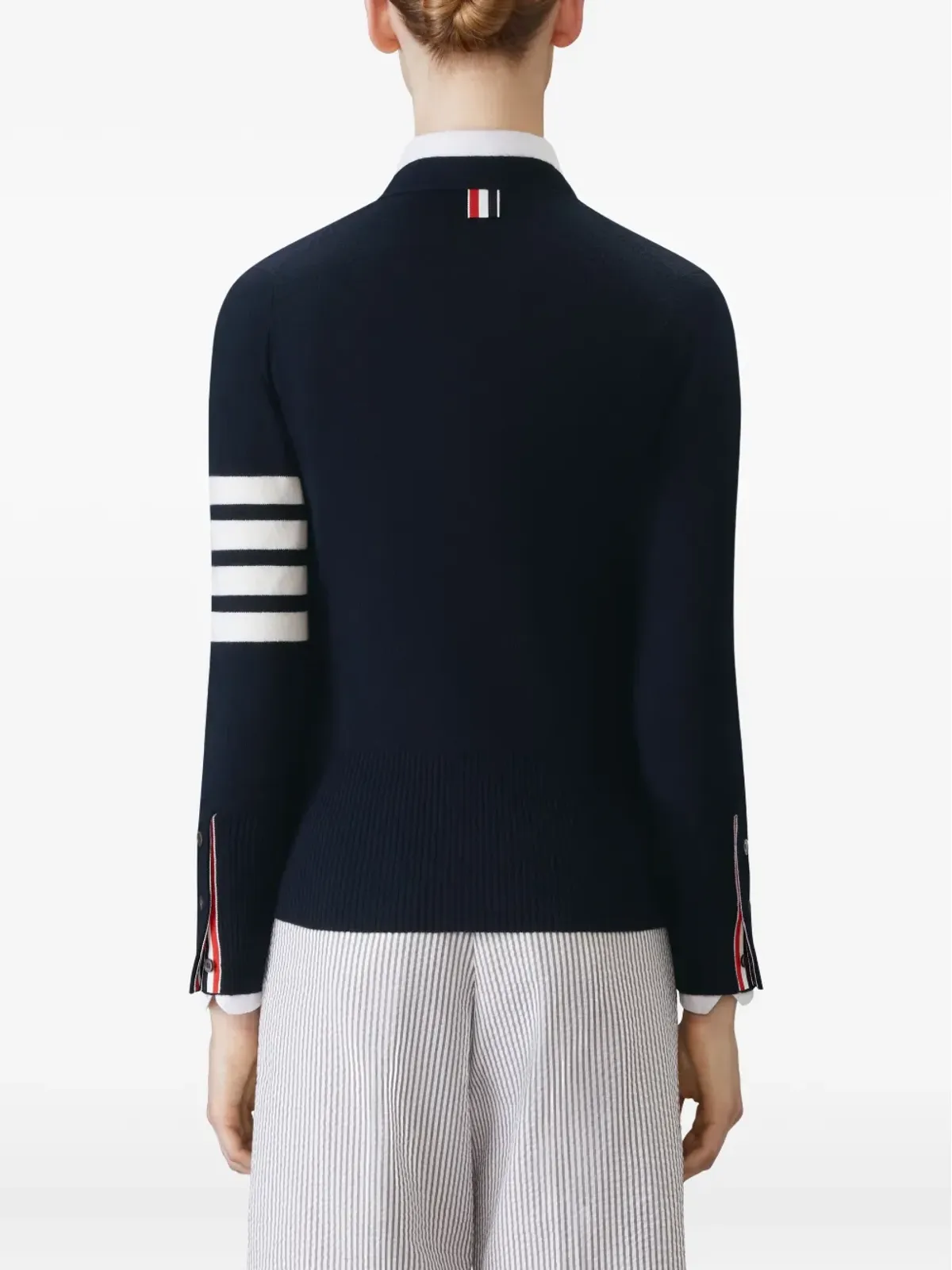 Thom Browne 4本バーのストライプ カシミヤ カーディガン - ブルー - 画像4