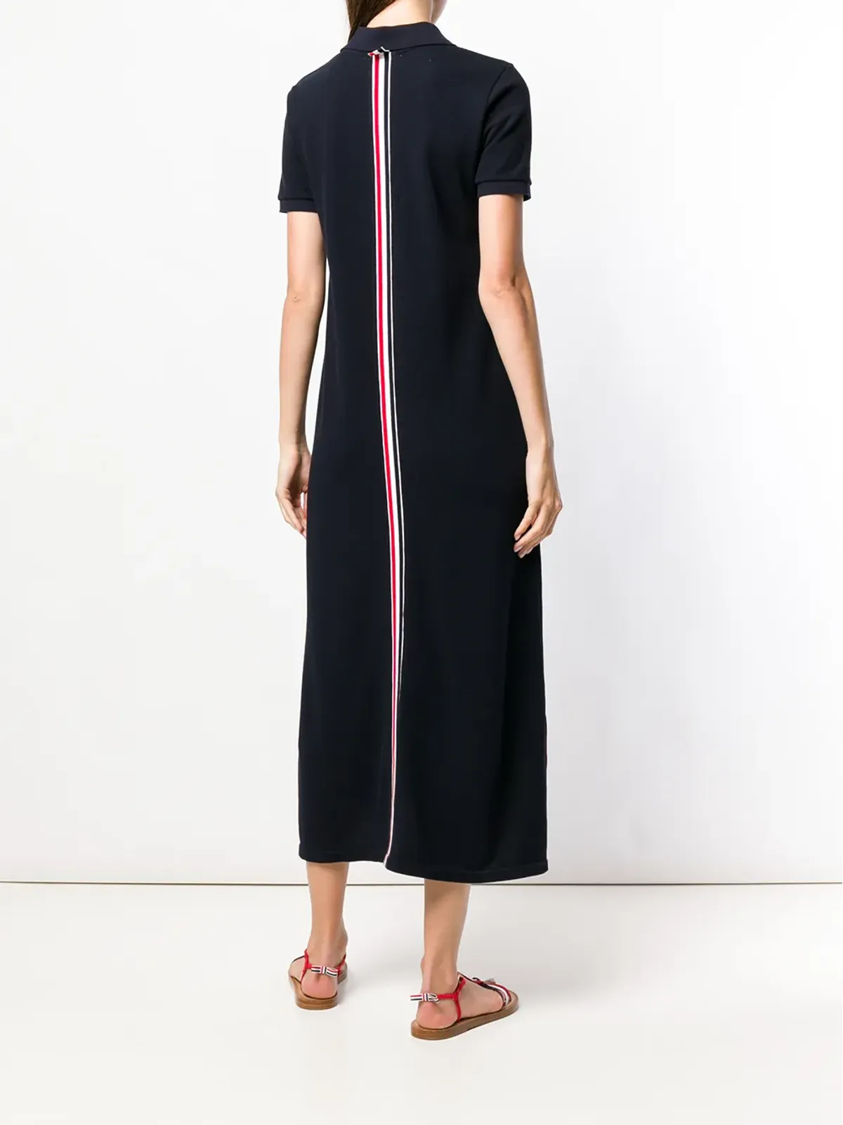 Thom Browne センター-バック・ストライプ・ピケ ポロ ドレス - 画像4