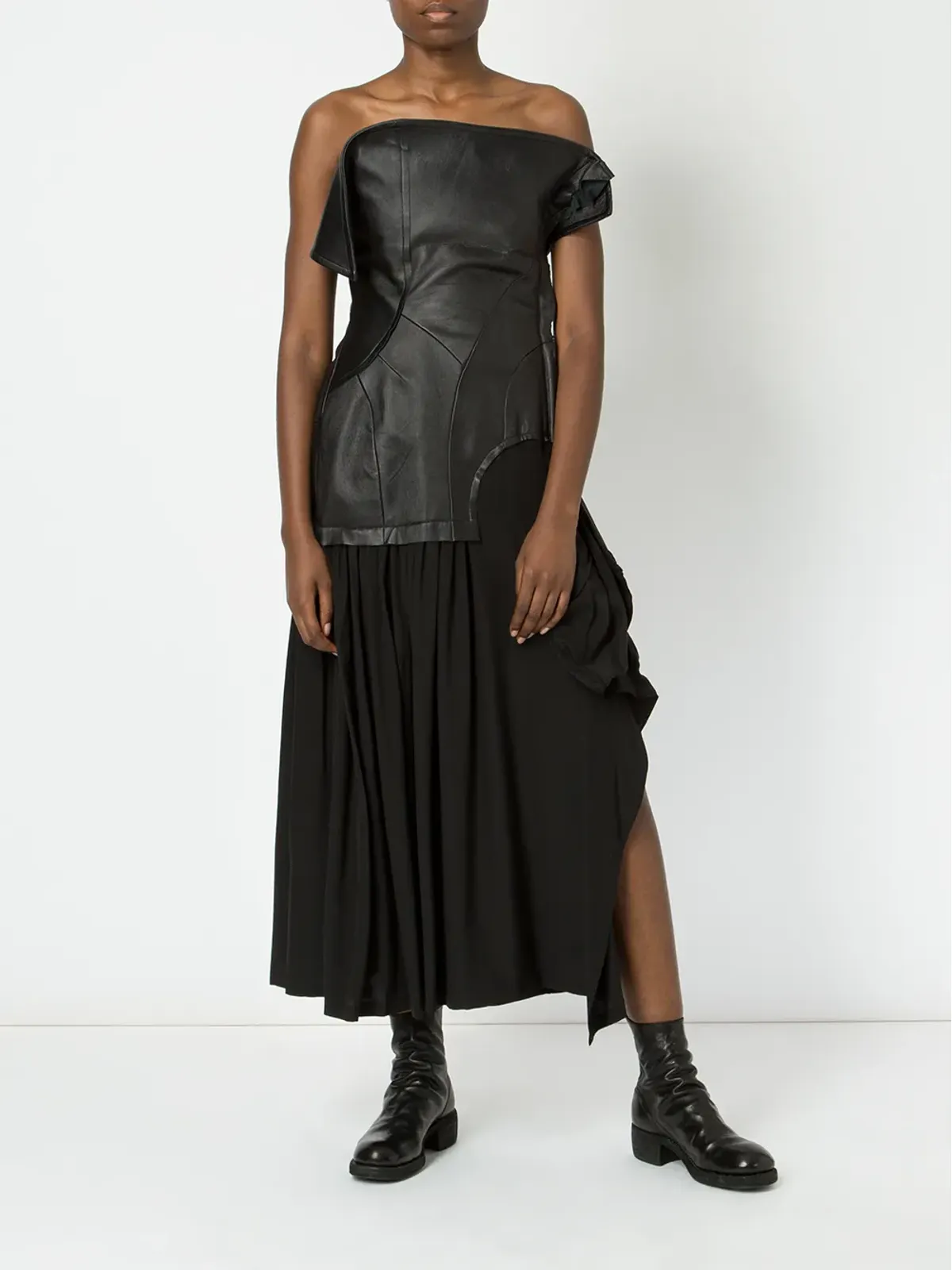 Yohji Yamamoto ラムスキンとシルクのドレス - 画像2