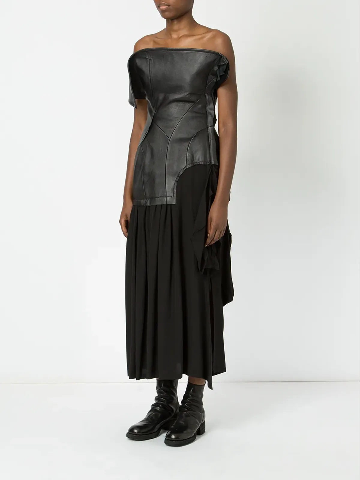 Yohji Yamamoto ラムスキンとシルクのドレス - 画像3