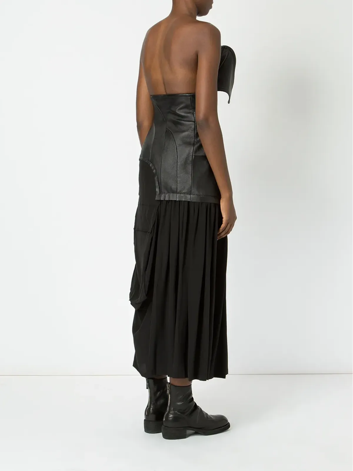 Yohji Yamamoto ラムスキンとシルクのドレス - 画像4