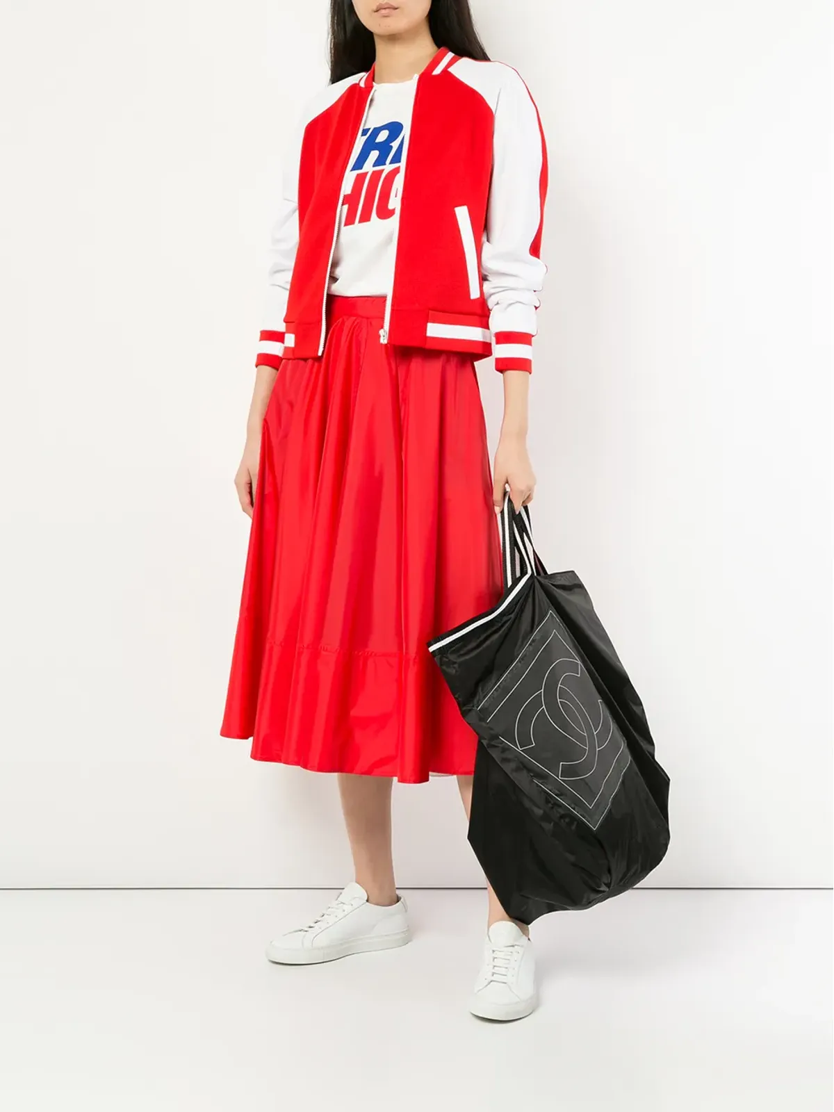 CHANEL ビンテージ スポーツライン ジャンボ ショルダートートバッグ - ブラック - 画像2