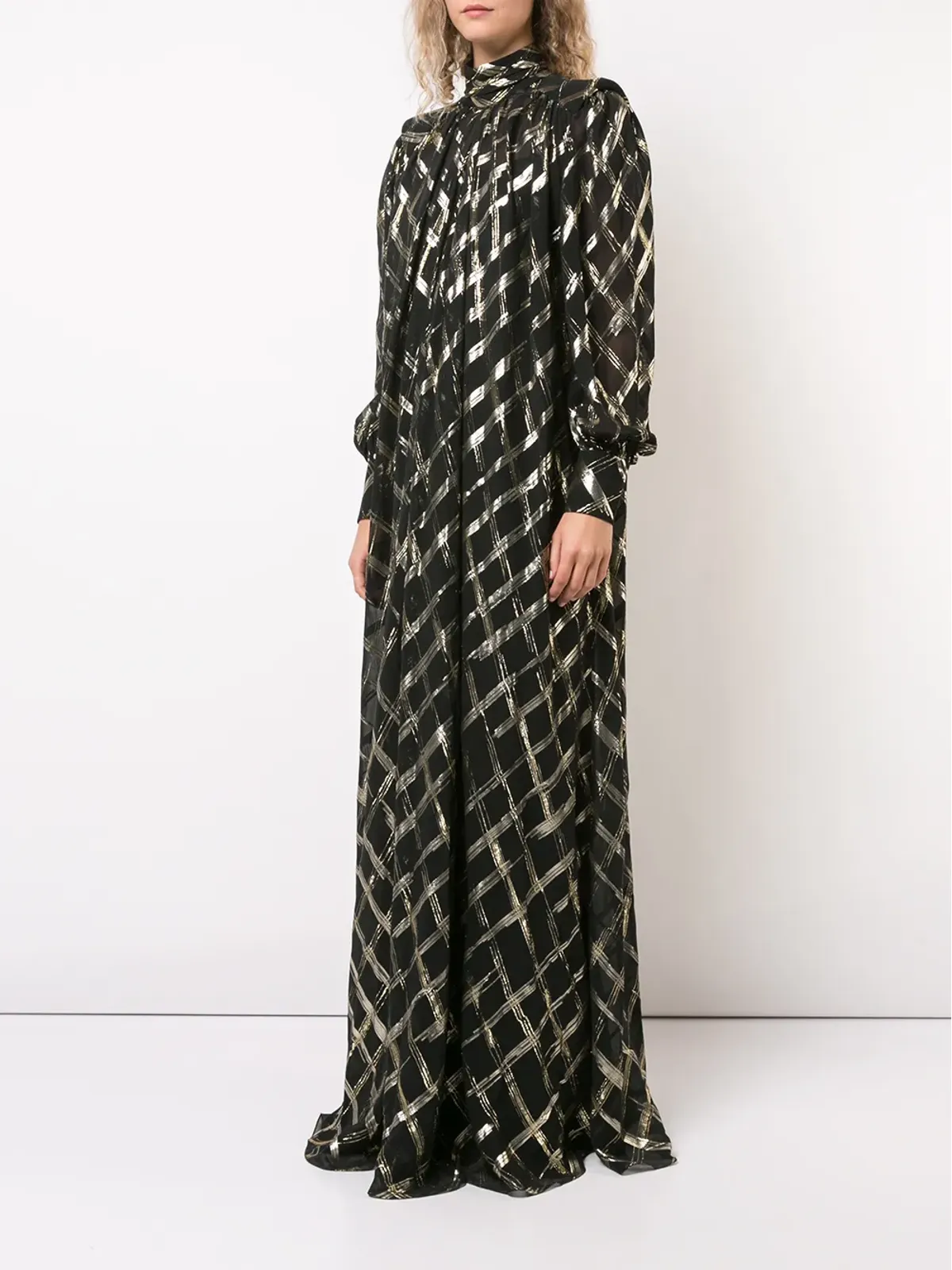 Alberta Ferretti クロスハッチ マキシドレス - 画像3
