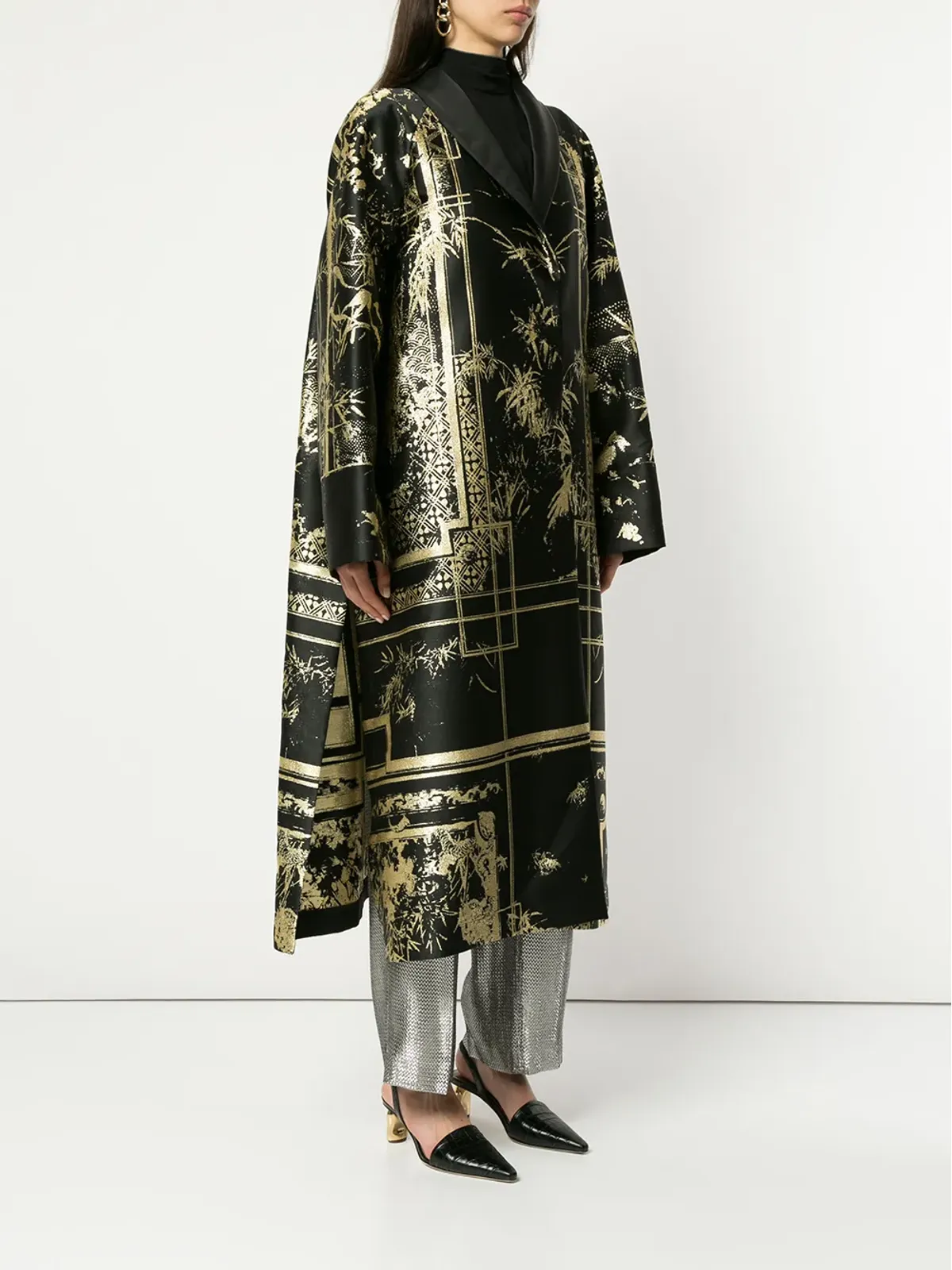 Alberta Ferretti ショールラペルのブロケードケープ - 画像3