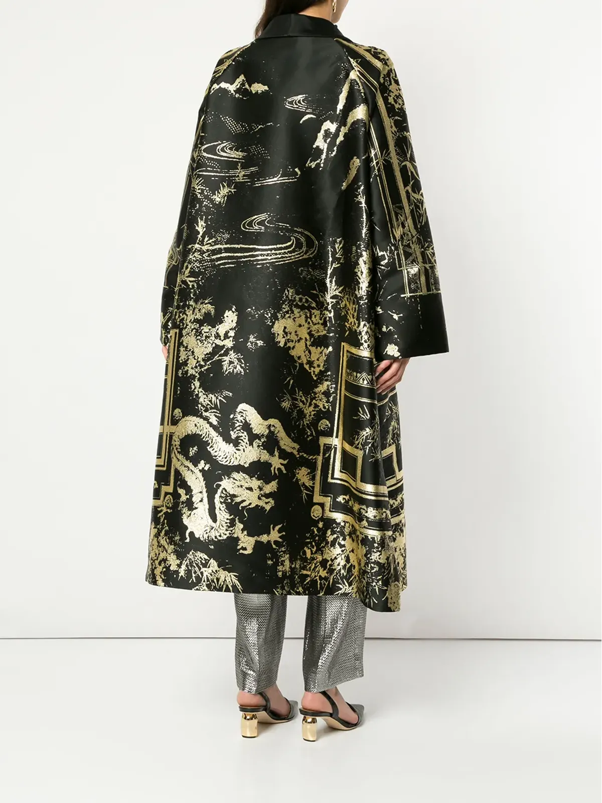 Alberta Ferretti ショールラペルのブロケードケープ - 画像4