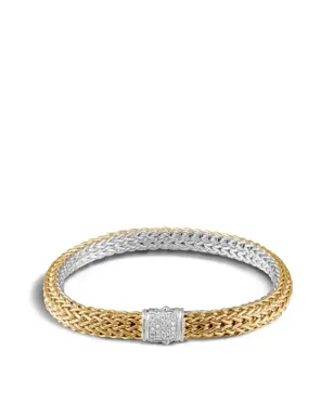 John Hardy 18K イエローゴールドとシルバー クラシックチェーン リバーシブル ブレスレット ダイヤモンド パヴェ クラスプ - サムネイル2