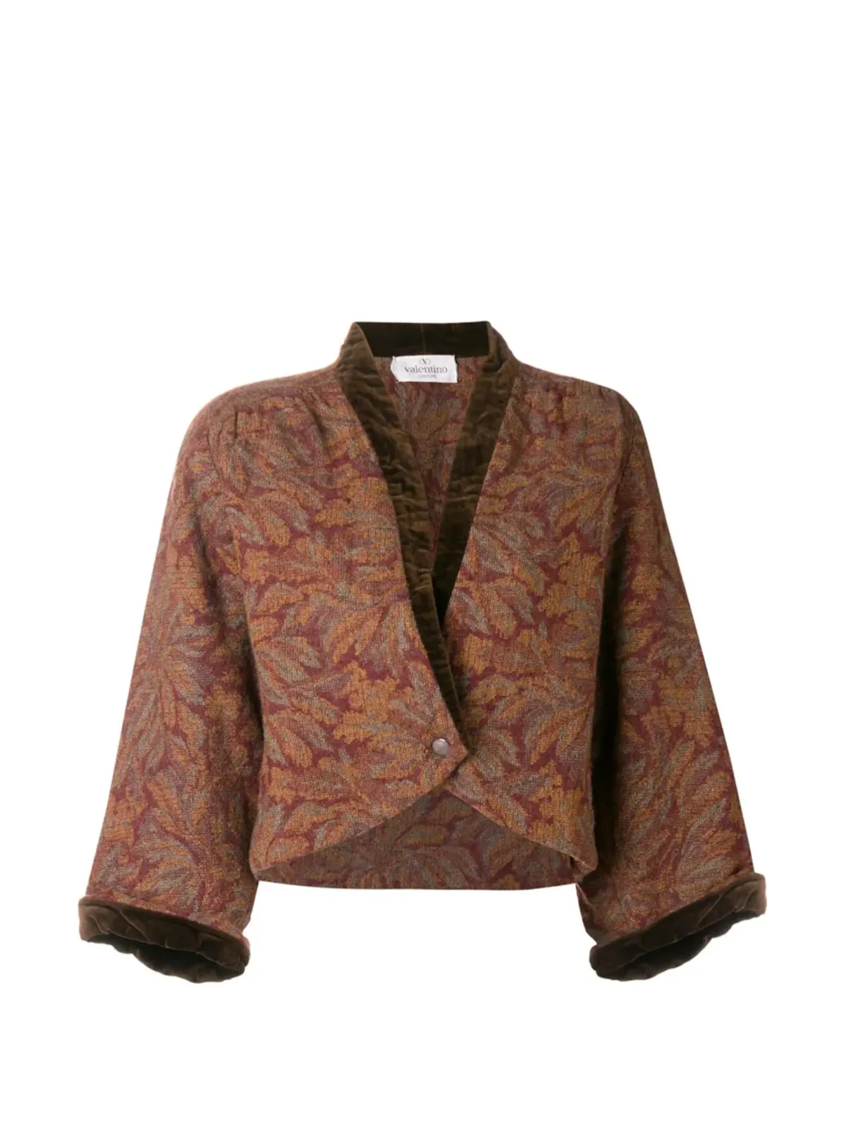 Valentino Garavani Pre-Owned ビンテージ 1980年代 花柄 クロップドジャケット ブラウン - 画像1