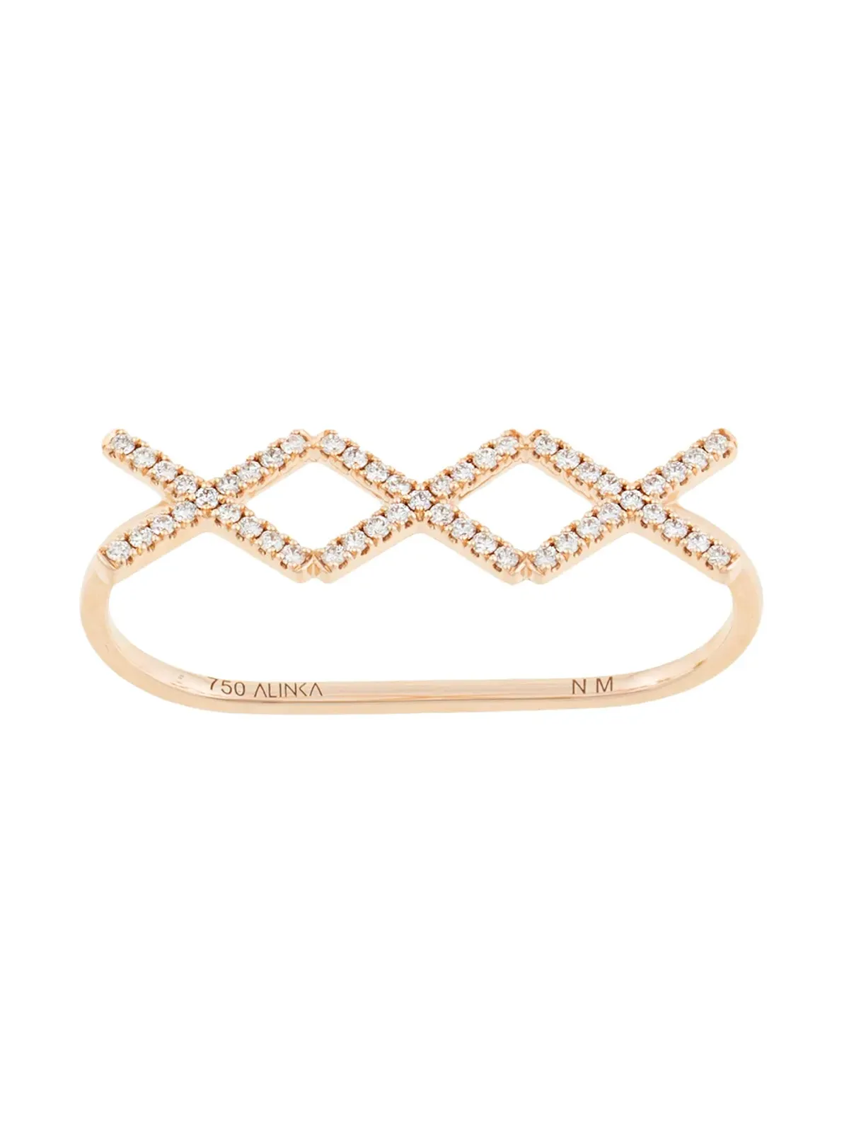 ALINKA KATIA TRIO ダイヤモンド ツーフィンガー リング 18K ローズゴールド - 画像1