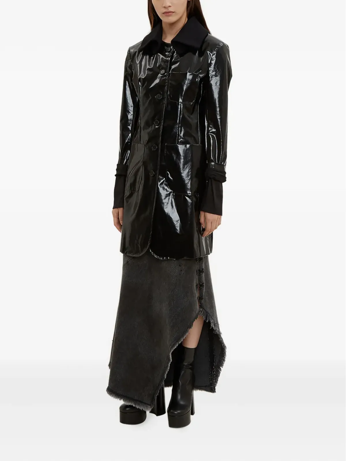 Olivier Theyskens デニム アシンメトリック マキシスカート - 画像2