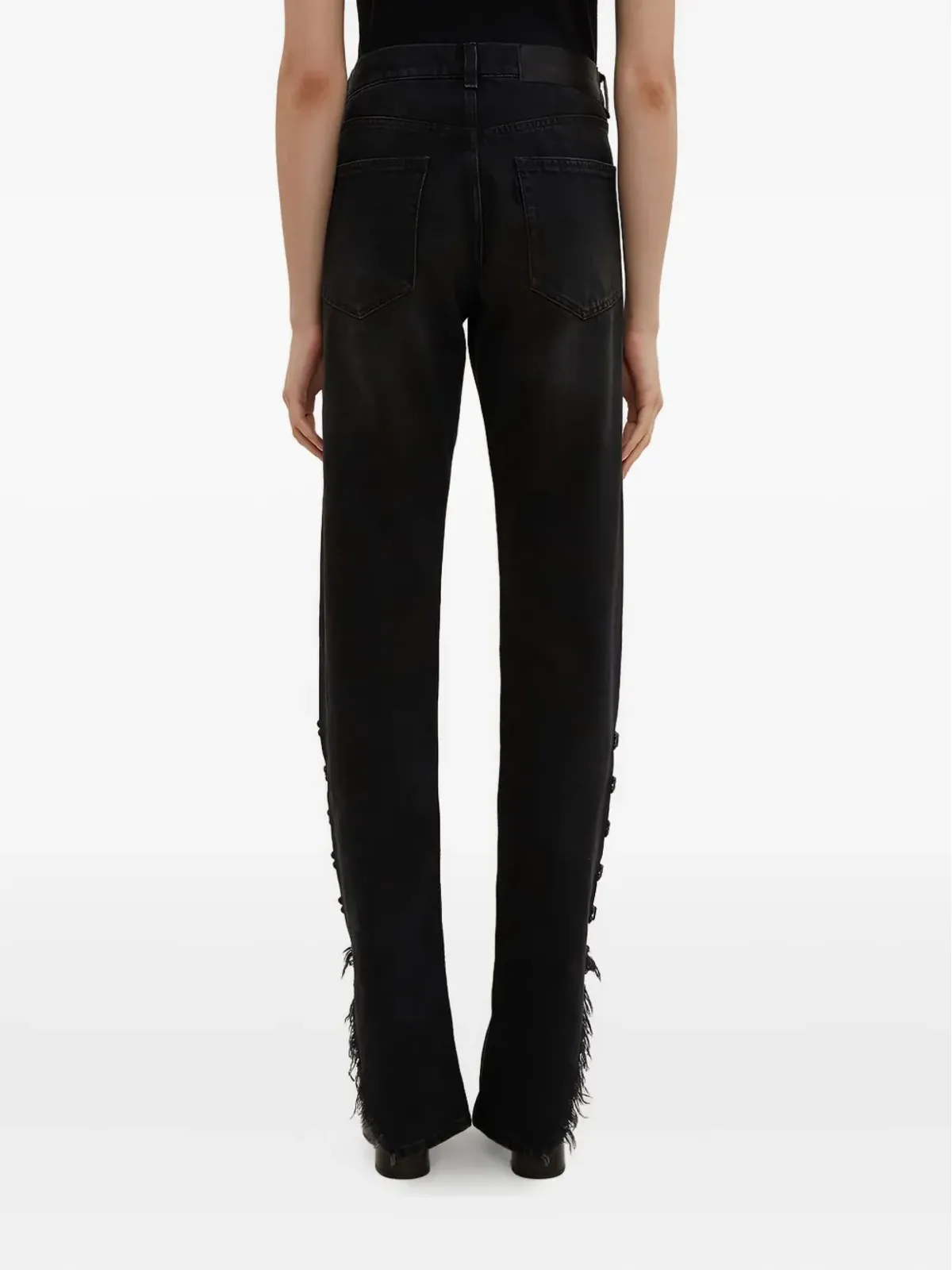 Olivier Theyskens ダメージ加工 ブーツカットジーンズ - ブラック - 画像4