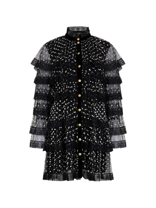 Philosophy Di Lorenzo Serafini Philosophy Di Lorenzo Serafini 黒のドット柄透けディテール付きミニドレスの商品画像