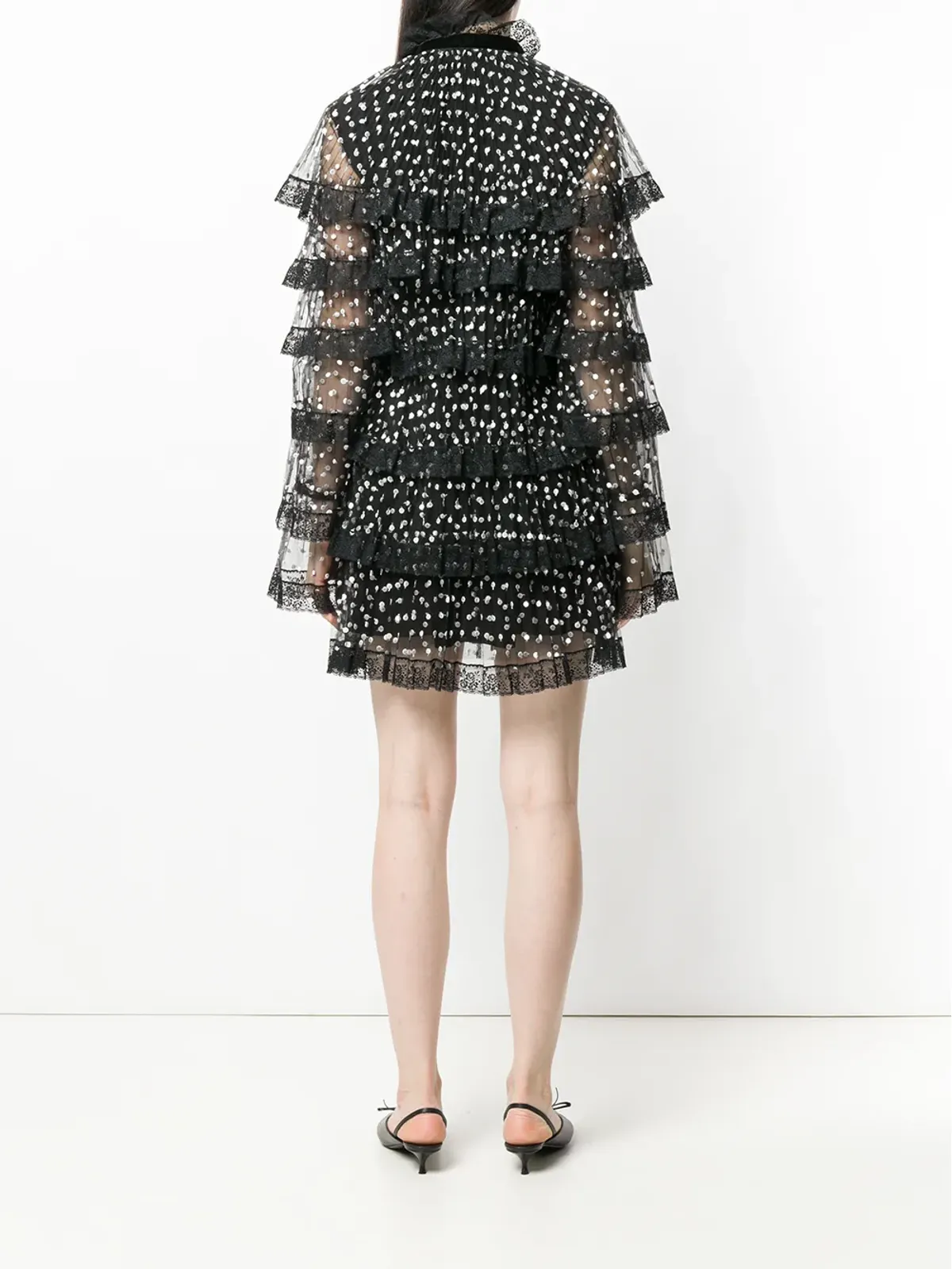 Philosophy Di Lorenzo Serafini 黒のドット柄透けディテール付きミニドレス - 画像4