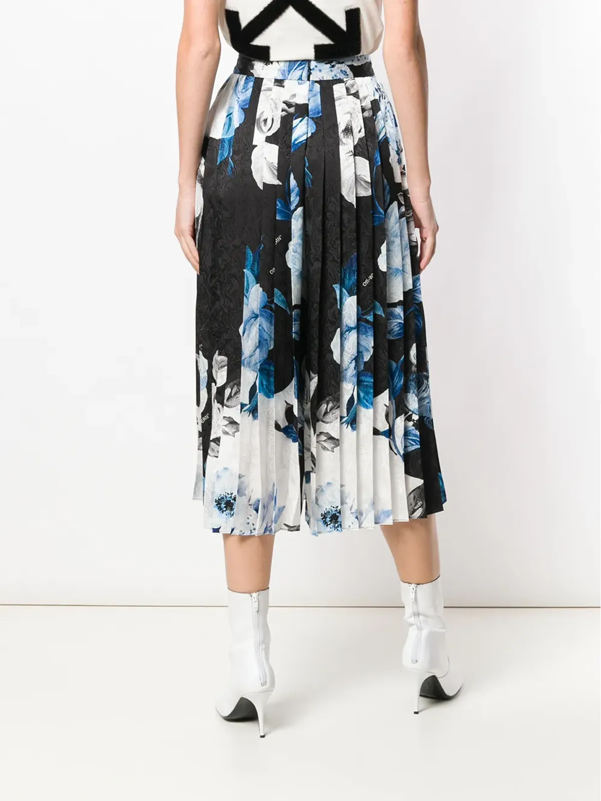 Off-White プリントプリーツスカート - ブラック - 画像4