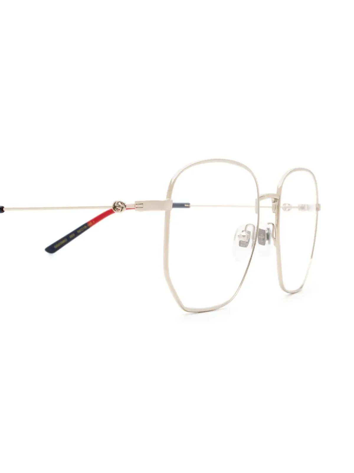 Gucci Eyewear ウェブトリム眼鏡（ゴールド） - 画像3