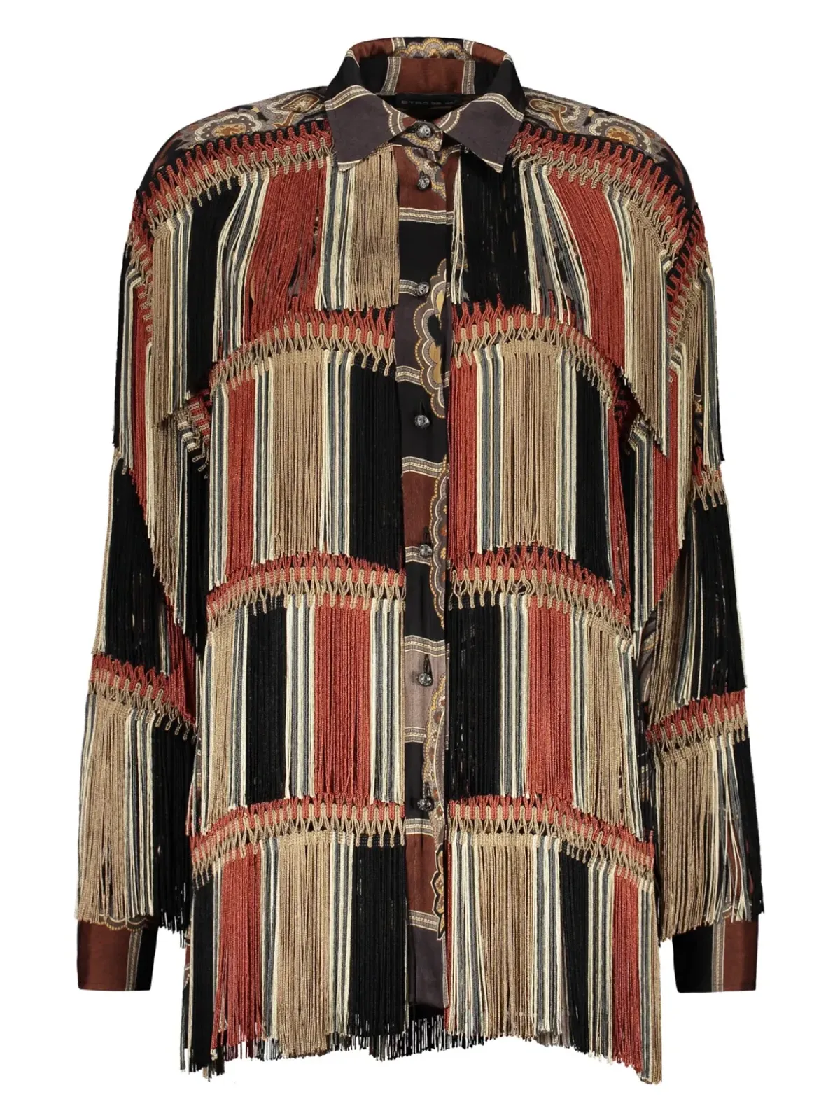 ETRO フリンジ付きシャツ ブラック - 画像1